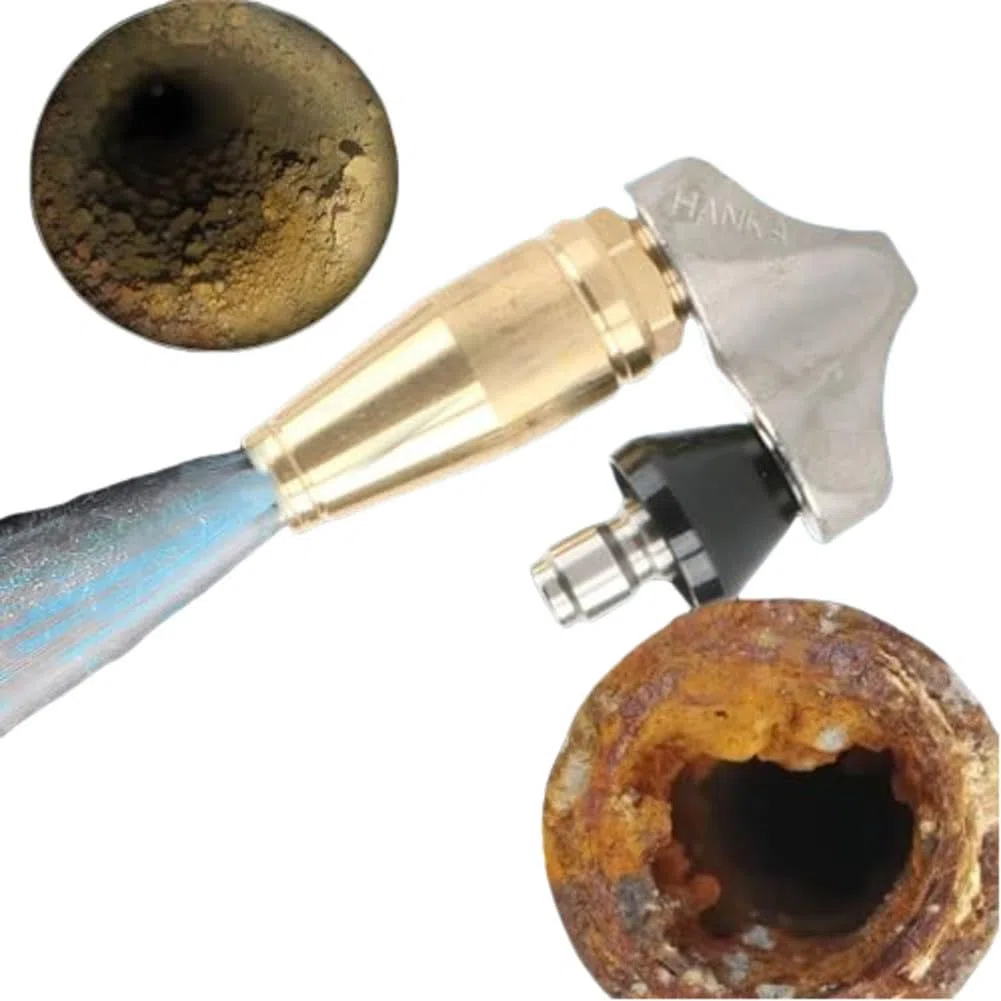 Boquilla de limpieza para desatascadores turbo inverso (3600 PSI) para lavadoras a presión, dispositivos de riego de plantas y sistemas de riego de jardín. (conector de 3/8 pulgadas + funda