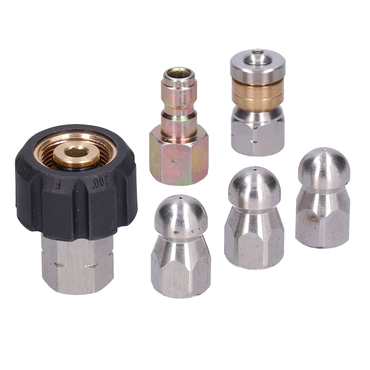 Womamaxsc Kit de Limpieza de desagües con Manguera para hidrolavadora, Manguera de 10 Metros para hidrolavadora con Conector rápido y 3 boquillas, para el Lavado de desagües en Interiores y