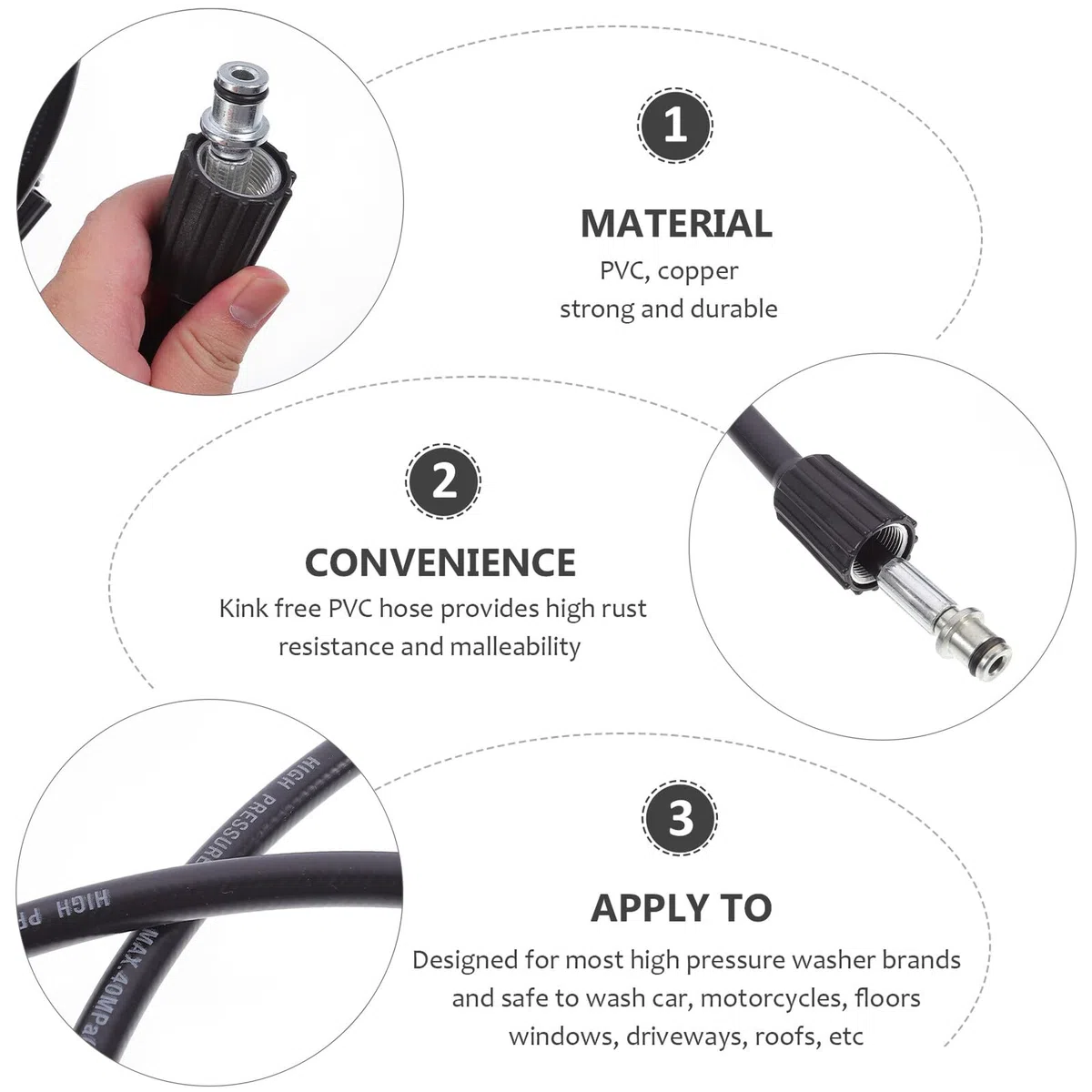 VALICLUD Manguera De Alta Presión Para Hidrolavadora Jardín 9 Metros Pvc y Caucho Flexible Conexión M22-1.5 Resistente Desgaste Limpieza Coches Exteriores