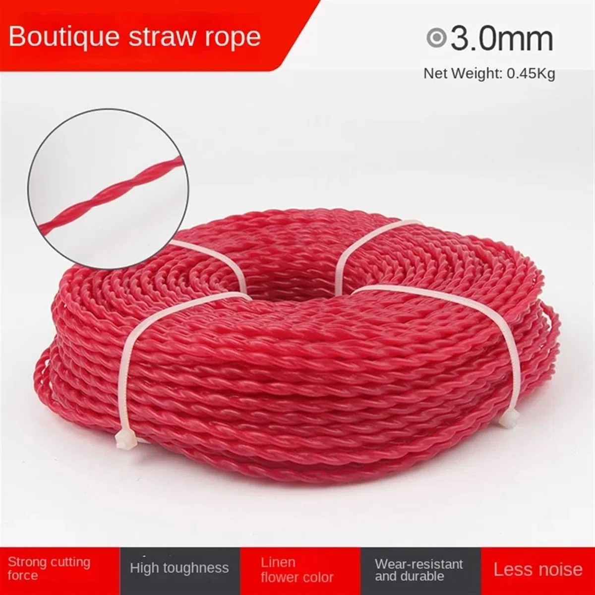 Recambio Alambre Strimmer Hilo de corte for cortacésped, cuerda de paja, deshierbe, cortador de cepillo, alambre de acero, dentado, redondo y cuadrado, accesorios de cuerda de nailon Strimmer Líneas(N