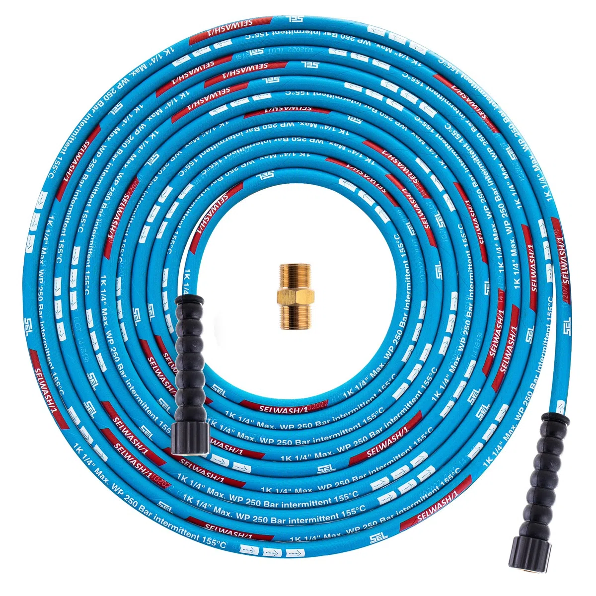 Tubo de manguera para limpiadora de alta presión - Recambio de manguera de extensión Kärcher - 250bar DN6 Profi M22x1,5 Manguera de alta presión para Kärcher HD HDS - Azul - Manguera de 15 m