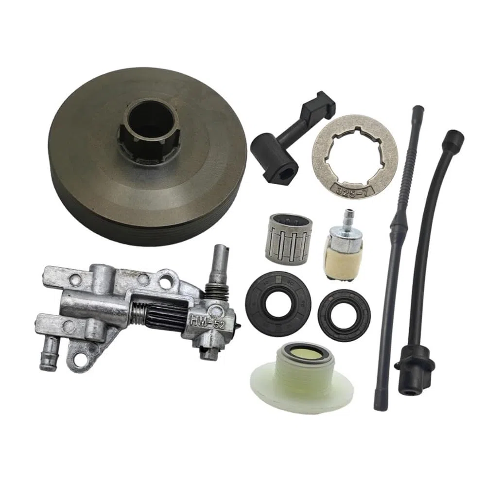 Kit de línea de Filtro de Combustible de Engranaje helicoidal de Aceite de Tambor de Embrague Apto for Motosierra China 4500 5200 5800 45cc 52cc 58cc Piezas de Herramientas de jardín