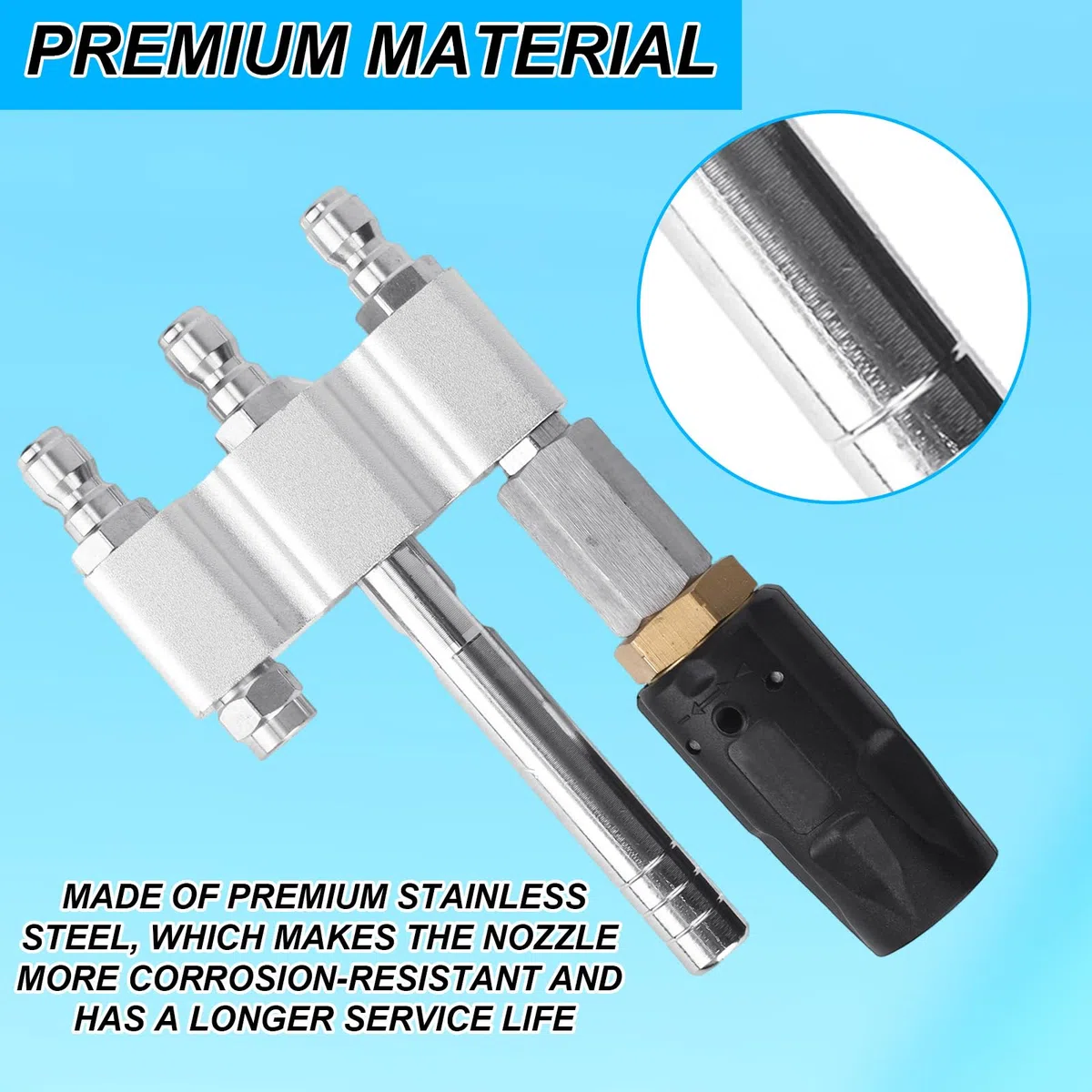 lasuroa Boquilla Giratoria M5 3 en 1, Acero Inoxidable con Conexión Rápida NPT 1/4 Pulg para Limpieza de Techos Pisos y Vehículos Riego de Jardines