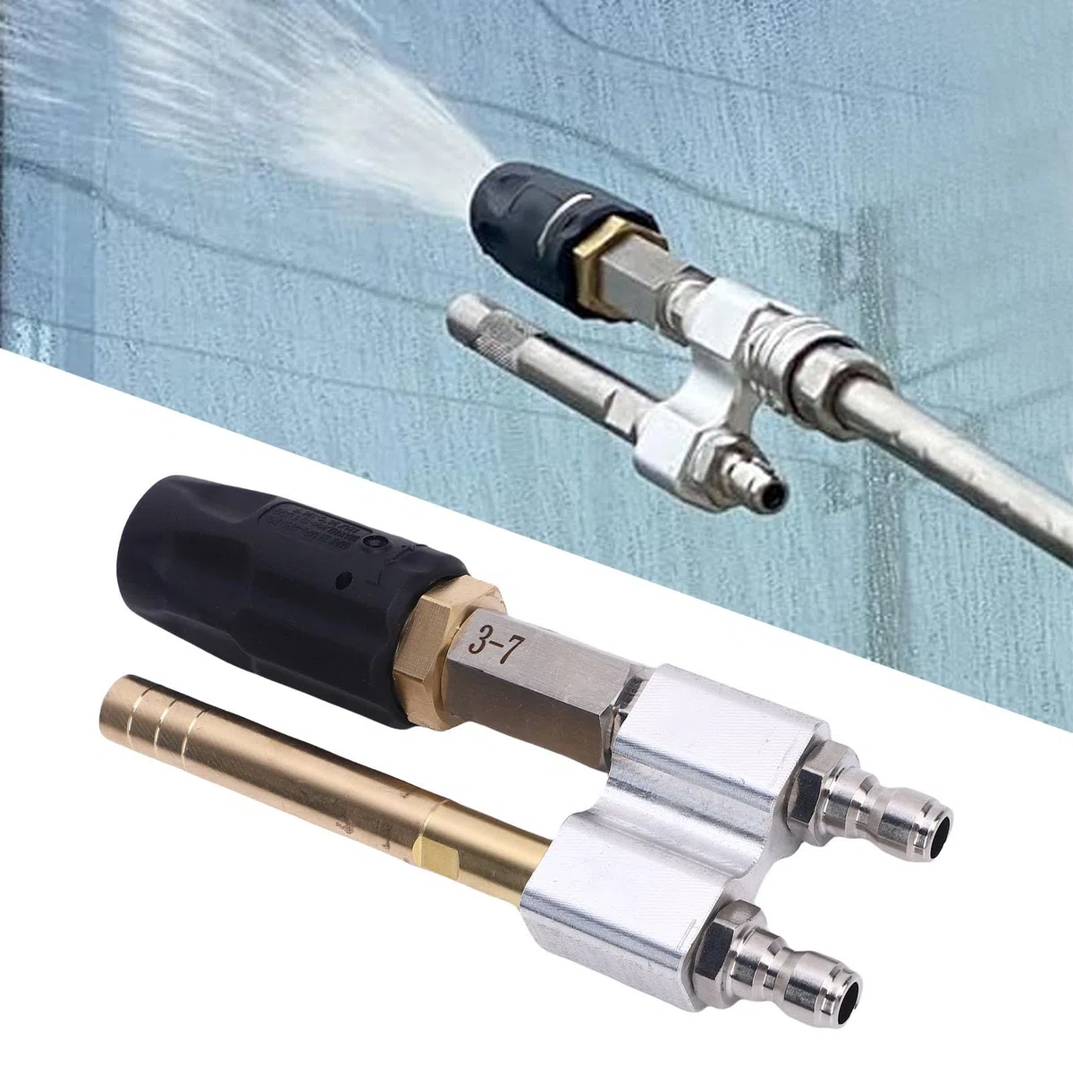 Boquilla de lavadora de alta presión SustVita con rociador ajustable de 0 a 60 grados, 1000 a 4050 PSI, conexión rápida de 1/4 de pulgada, boquilla giratoria M5 para lavado de