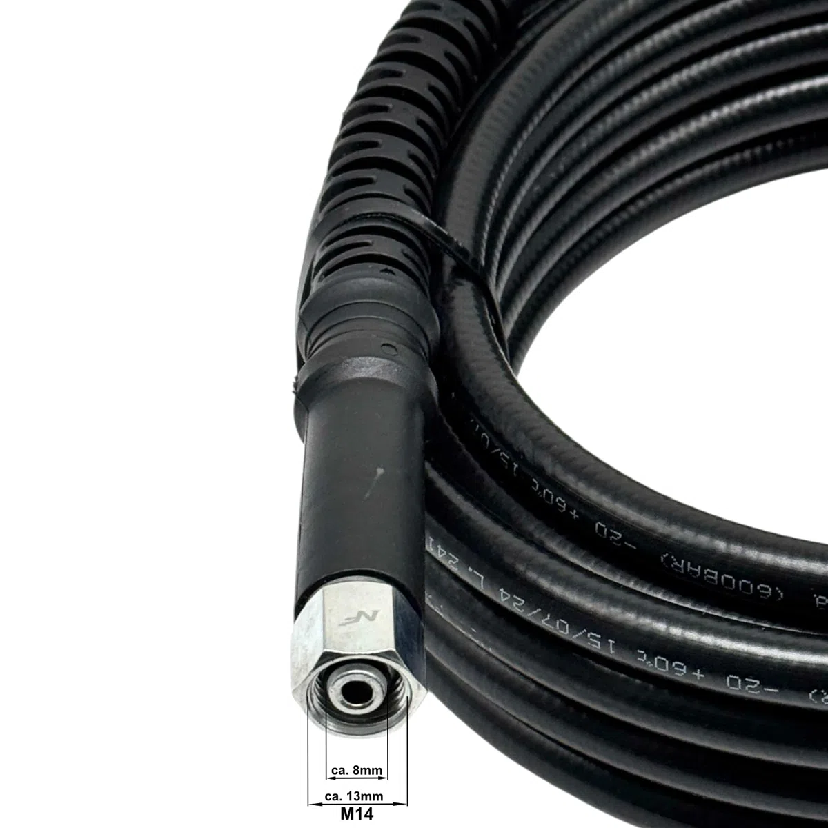 Manguera de alta presión DN6, 200 bar, M22 x 1,5 IG, mandril de 14 mm a M14 IG, manguera de repuesto para limpiadores de alta presión compatible con dispositivos Kärcher – M&M Smartek (15 metros)