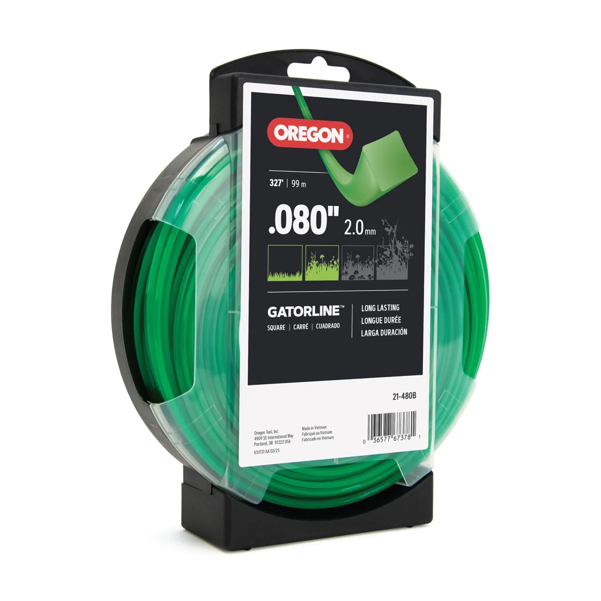 Oregon 21 – 480 Gatorline Cuadrado desbrozadora Line .080-inch diámetro 1-Pound Donut