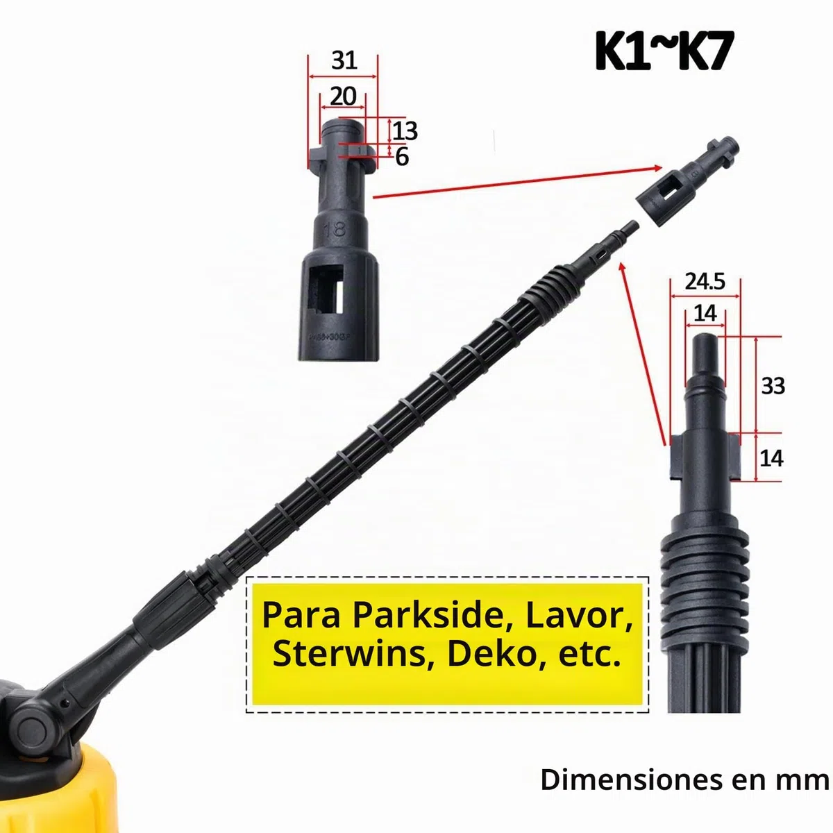 Limpiador de terraza Cepillo rotativo para serie Karcher K2-K7, T-Racer y lavadora a presión