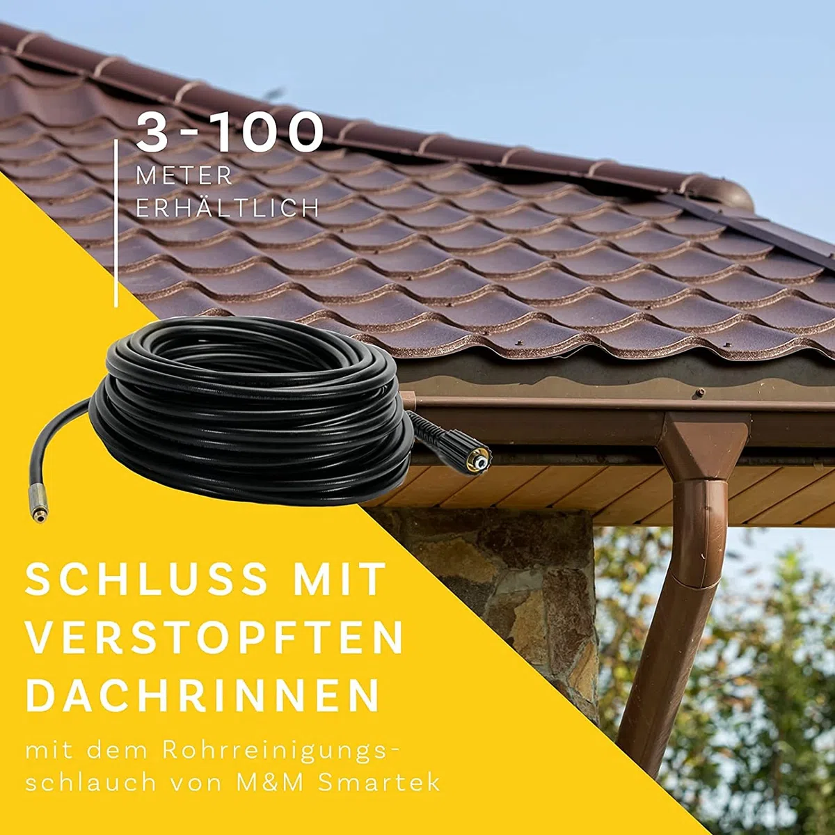 M&M Smartek manguera desatascadora 35 m, kit 7 piezas, para KEW/Nilfisk | Kit desatascador con manguera, adaptadores y boquillas según variante; comprobar conexiones, presión, contenido y equipo.