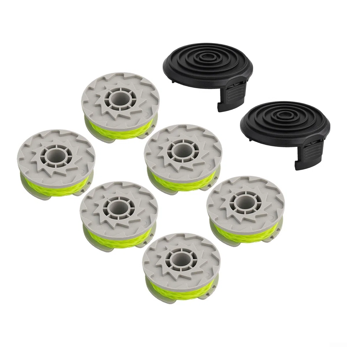 Hilo para cortabordes Recambio de Hilo, Paquete de 6 carretes y 2 Tapas de 20 pies (0,080 Pulgadas) for WA0014, Compatible con WG168, WG184, WG190 y WG191.