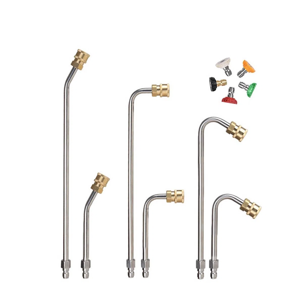 Varita de extensión para lavadora a presión Juego de lanza extensión for hidrolavadora 4000 PSI con conexión rápida 1/4 pulgada for una limpieza eficiente(U shape Long)
