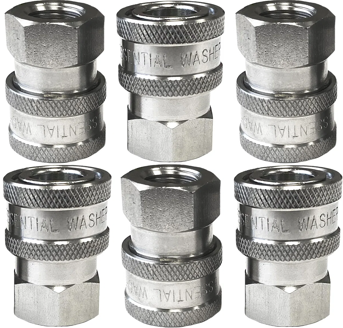 Essential Washer Conexión rápida NPT hembra de acero inoxidable de 0.6 cm | Accesorios de conexión rápida para lavadora a presión | 5000 PSI | Juego de 6