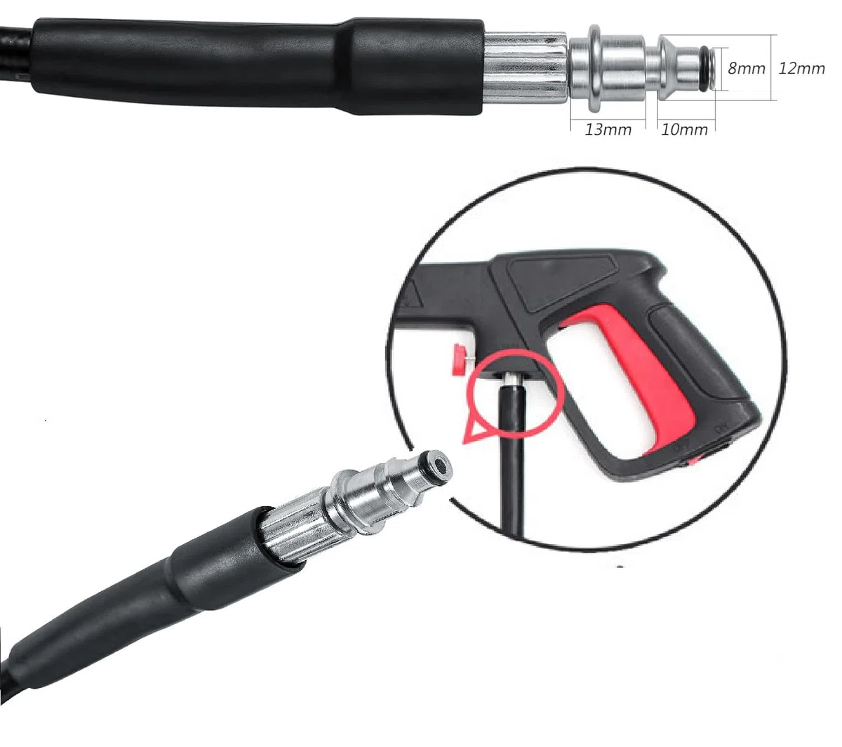 Manguera de repuesto para lavadora de alta presión, 5/10M/15 m de longitud, accesorios SDS de conexión rápida, compatible con arandelas de la serie AQT, fácil de instalar para una limpieza eficiente