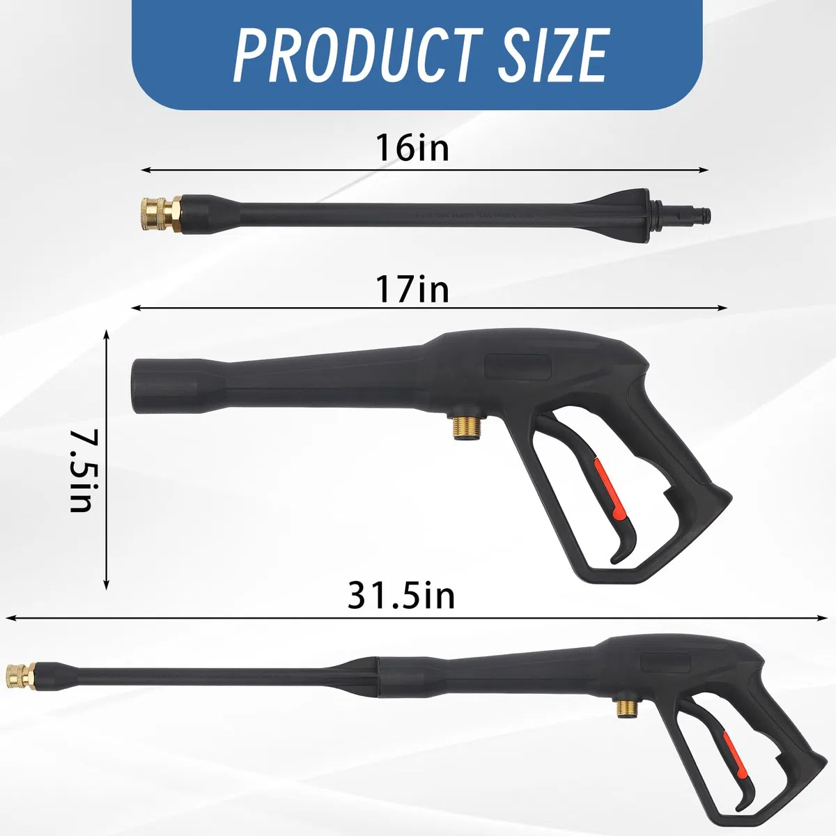 Kit de pistola de pulverización para lavadora a presión con varita de extensión y 5 puntas de boquilla de conexión rápida, incluye adaptadores M22-14 mm y M22-15 mm para compatibilidad universal de