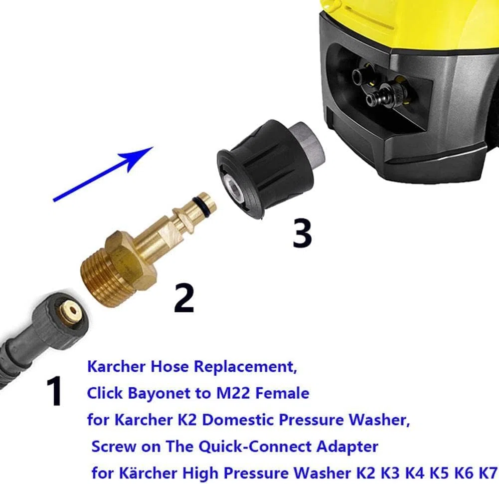 Adaptador M22 Adaptador de manguera de lavadora de alta presión Tubo de presión Conector rápido Convertidor Ajuste para lavadora a presión serie K