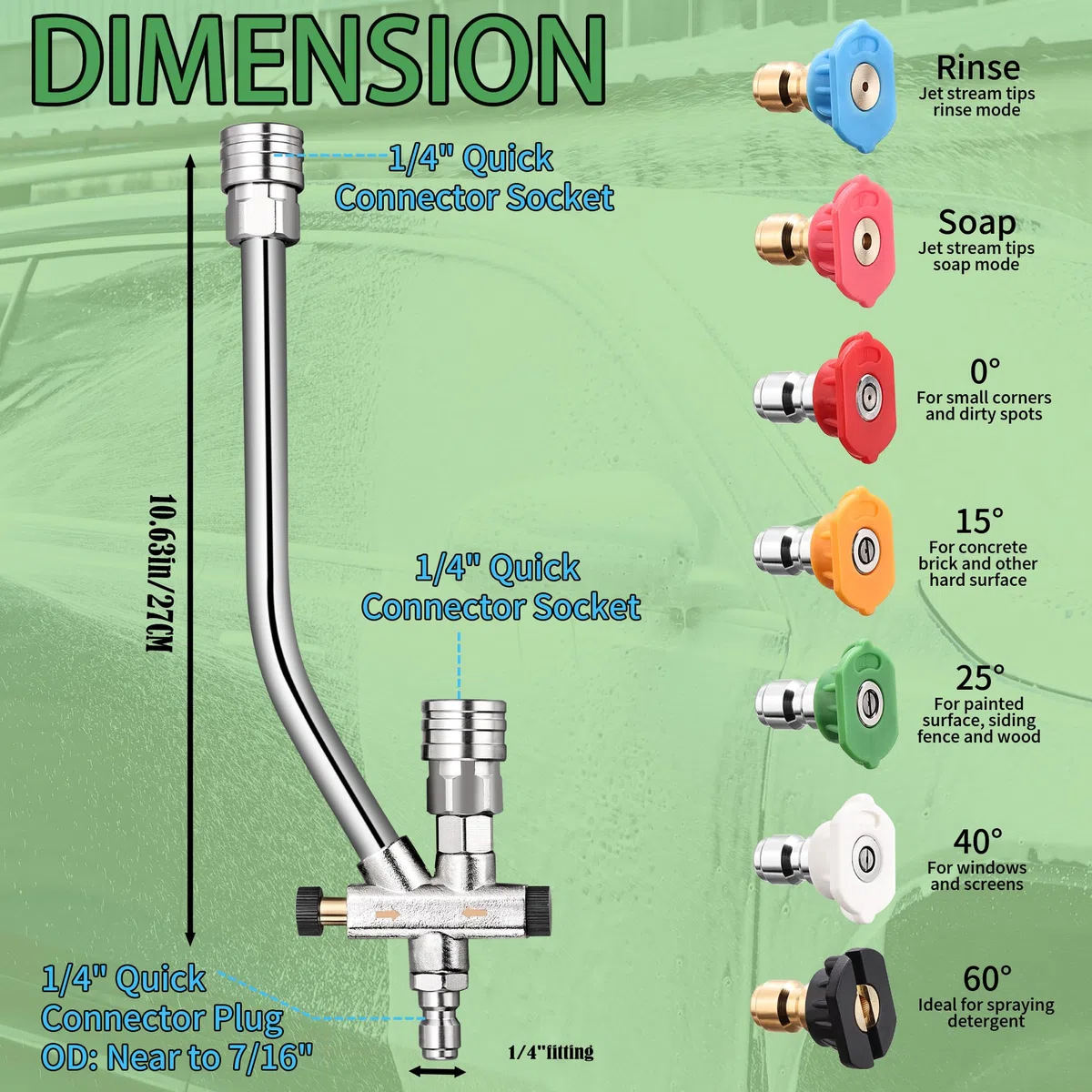 Cañón de espuma para lavadora a presión con conector doble, cañón de espuma Balabulala para coche con adaptador doble, M22 y conexión rápida de 1/4 pulgadas, 4200 PSI