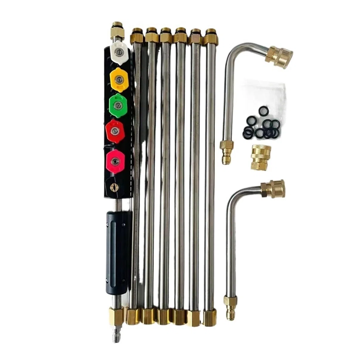 Varilla de Extensión para Hidrolimpiadora Juego de Varillas extensión Boquilla Agua Alta presión Acero Inoxidable, Extensor arandela Coche, Varilla limpiadora Aleros Pared Exterior