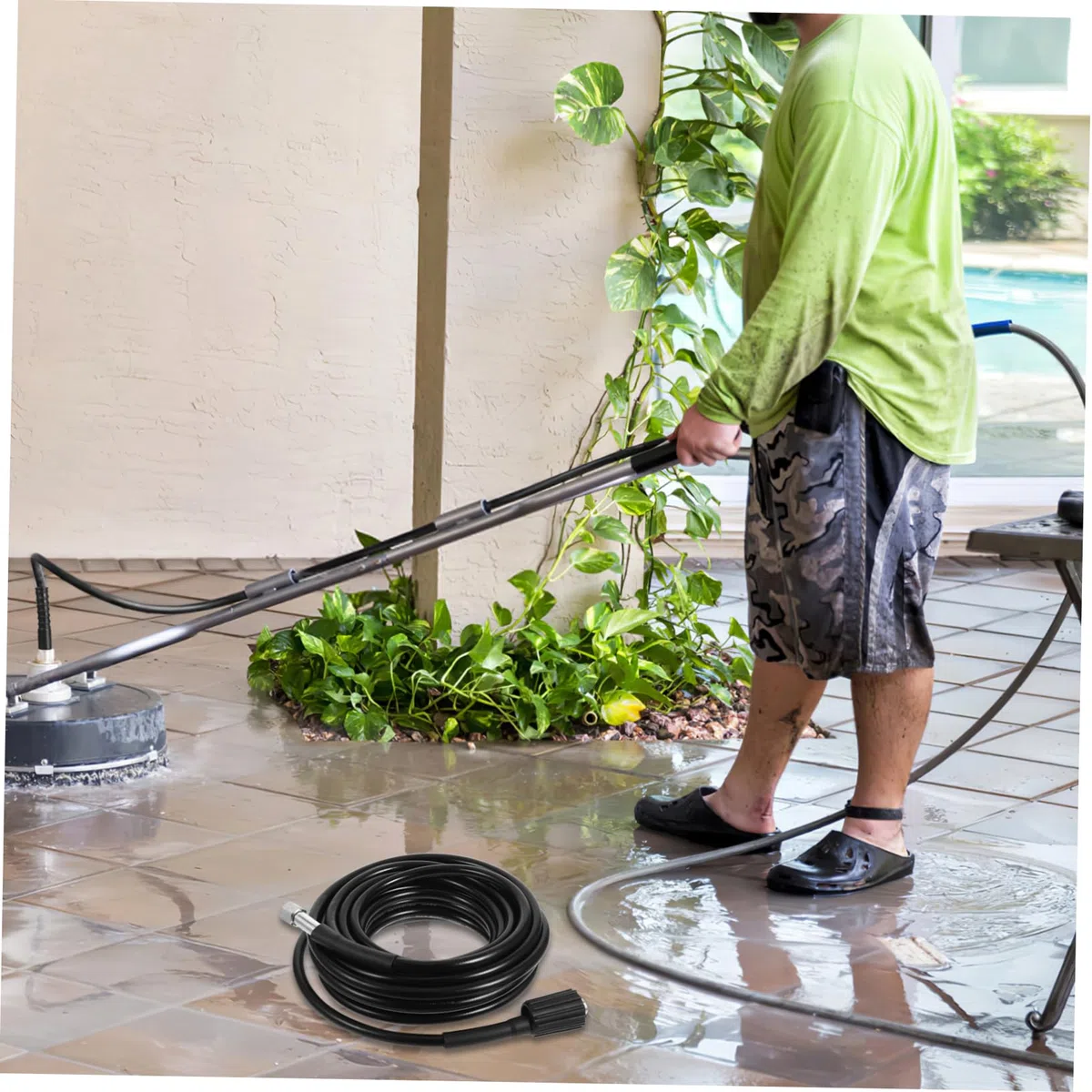 Manguera Para Hidrolavadora De Alta Presión 8m 160bar Rosca M22 Negra Resistente Para Agua Fría Uso En Jardín y Limpieza Exterior