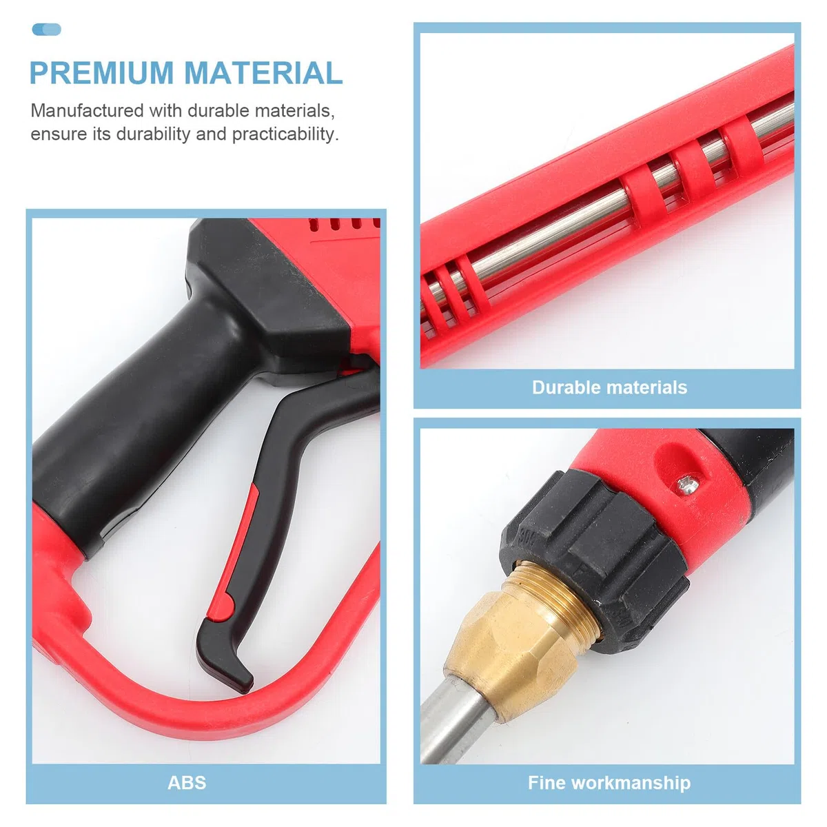 Pistola de Lavado a Presión Roja M22 con Varilla de Extensión 5000 Psi | Cobre y Abs-acero Inoxidable, Interfaz 1/4, Uso en Riego Agrícola y Jardín