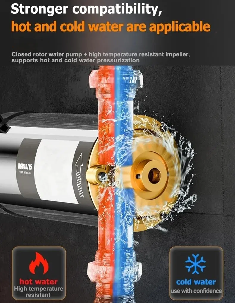 Bomba de agua de refuerzo automática electrónica para ducha de casa lavadora bomba refuerzo de presión de agua a chorro para hogar fregadero cocina (260W)
