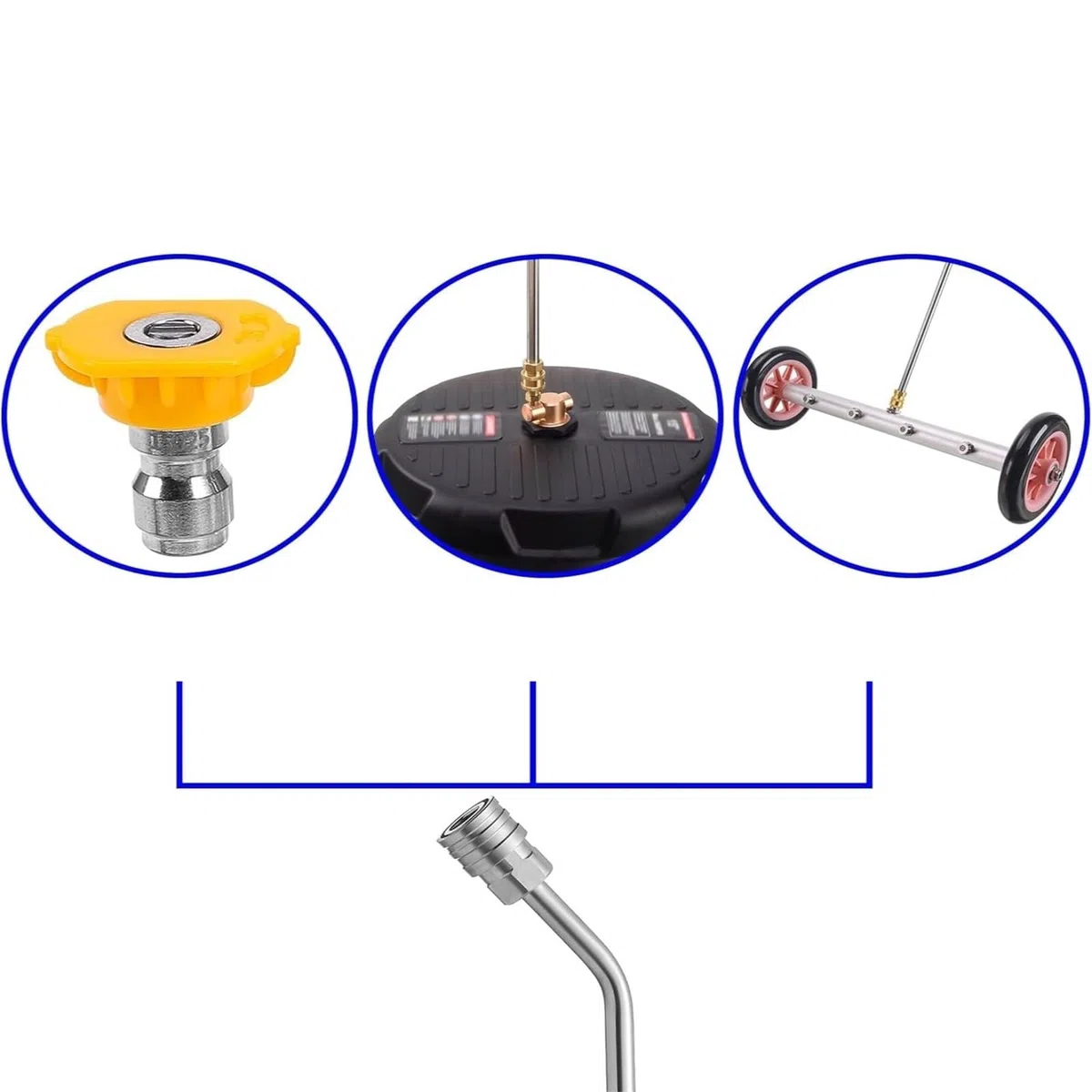 Varita de extensión para lavadora a presión Varilla de extensión curva 30/90 grados for hidrolavadora con 5 boquillas pulverización 1/4" conexión rápida. Accesorios for lavado autos(30 Angled wand)