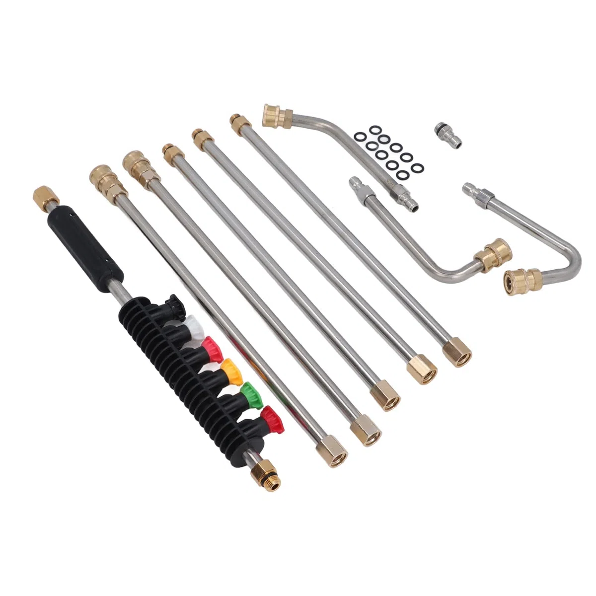 AMONIDA Varita de Extensión para Lavadora a Presión, Lanza de Lavadora Eléctrica de Acero Inoxidable con 6 Boquillas, Ideal para Limpieza de Automóviles, Entradas y Canalones de Techo