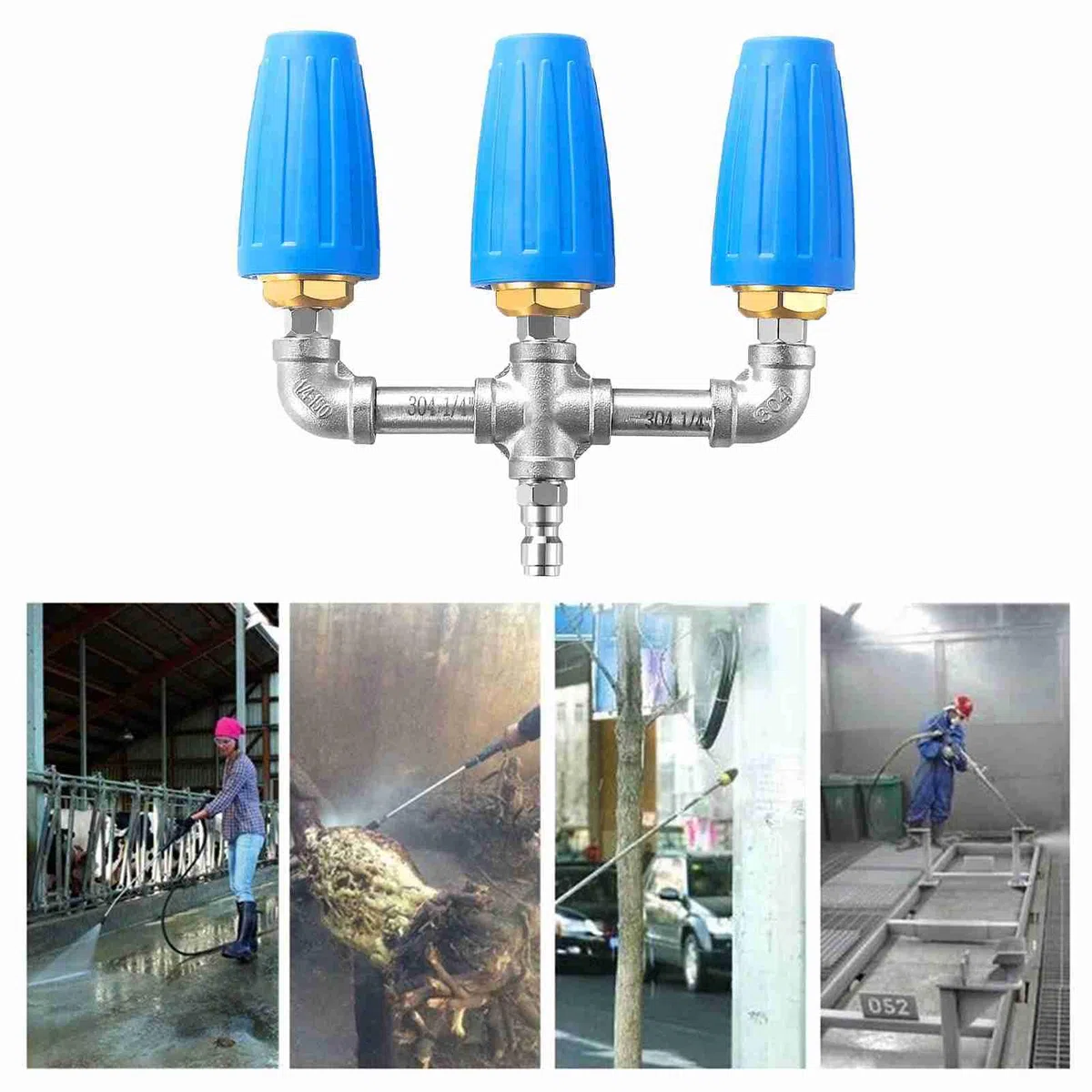 Duokon Puntas de Lavadora a Presión con Boquilla 3 en 1 con Conector Rápido de 1,4 Pulgadas, Boquilla Triple Giratoria de 360 ​​grados, Orificio 2.0, 4000 PSI para Vehículos, Pisos, Paredes,
