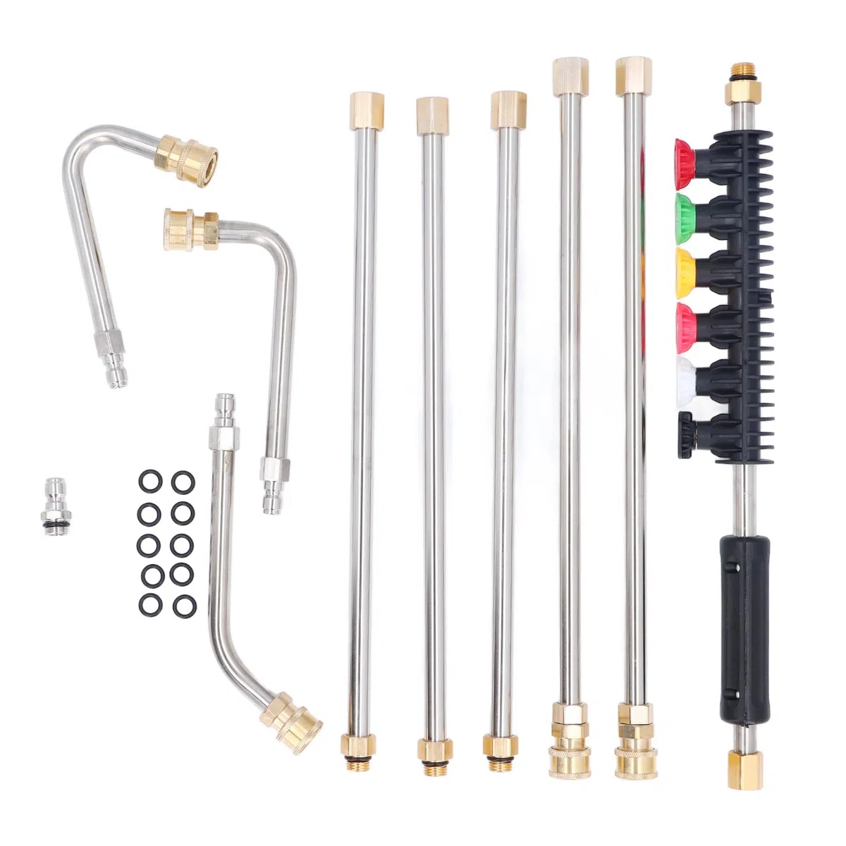 AMONIDA Varita de Extensión para Lavadora a Presión, Lanza de Lavadora Eléctrica de Acero Inoxidable con 6 Boquillas, Ideal para Limpieza de Automóviles, Entradas y Canalones de Techo