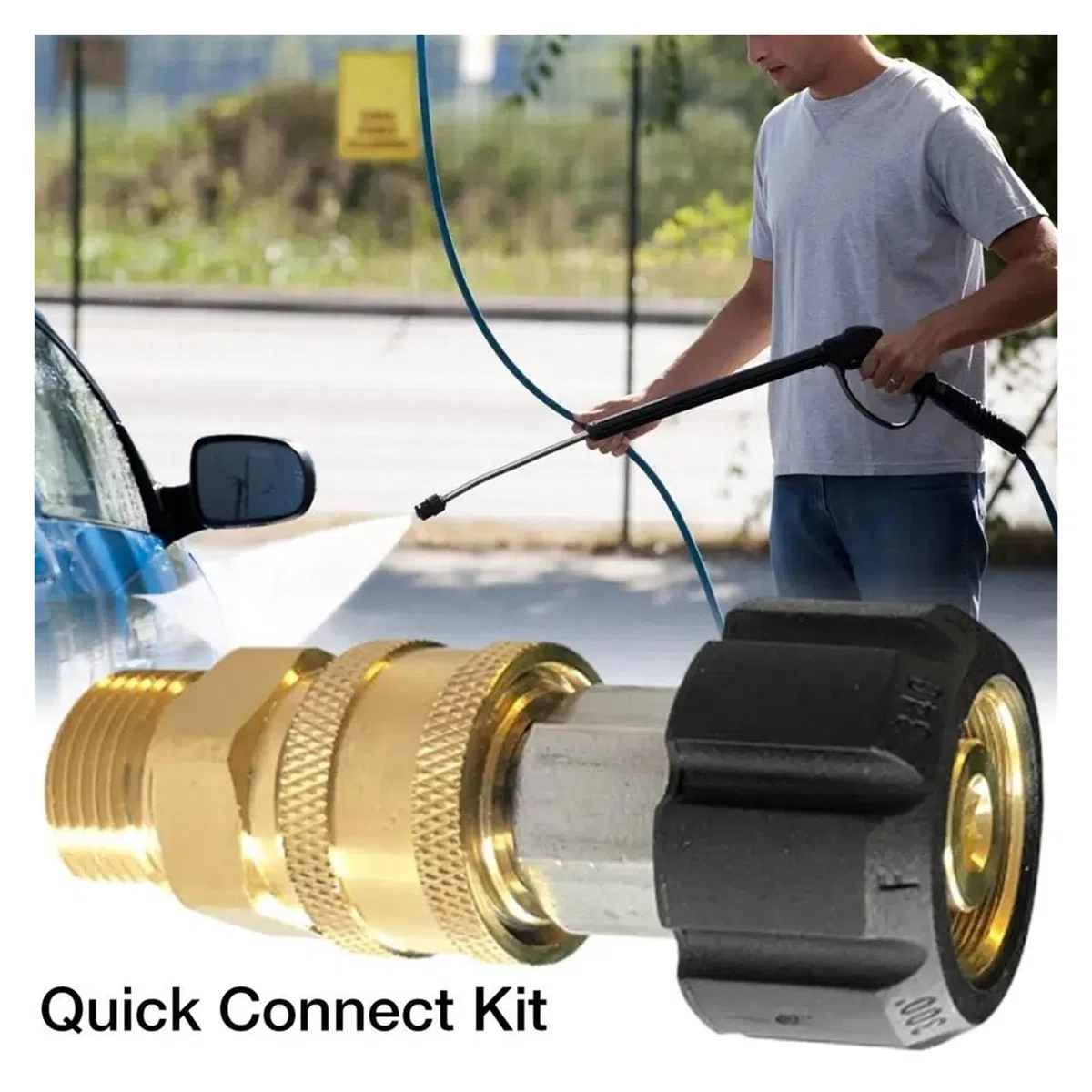 Juego de adaptadores for arandela a presión M22 a Kit de conexión rápida de 1/4 pulgadas, cabezal de conector de conexión roscado for lavadora de espuma