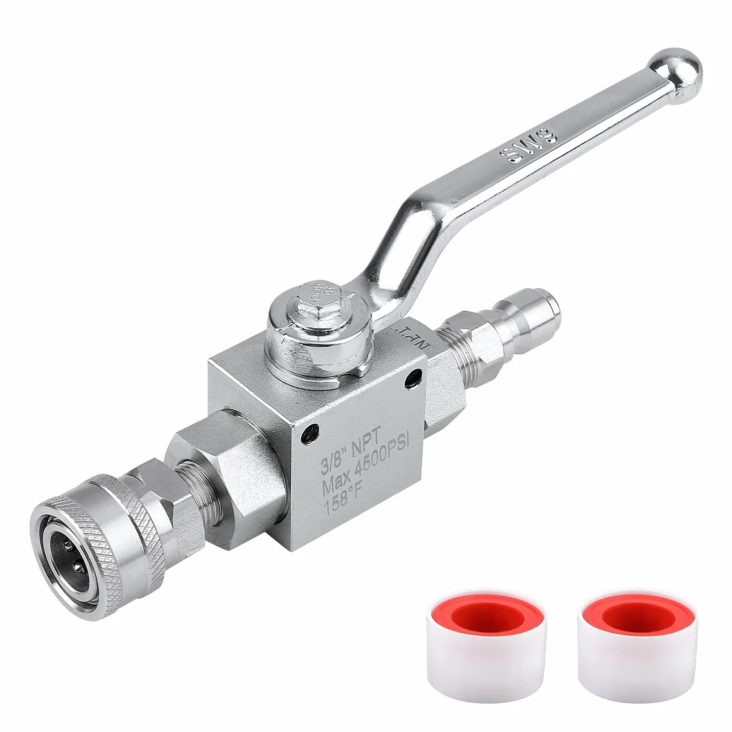 NQEUEPN Kit de Válvula de Bola para Hidrolavadora, Válvula Bola Conexión Rápida 3/8 Acero Inoxidable Primera Calidad Válvula Bola para Lavadora Presión Adecuada para Mangueras Limpieza Alta Presión