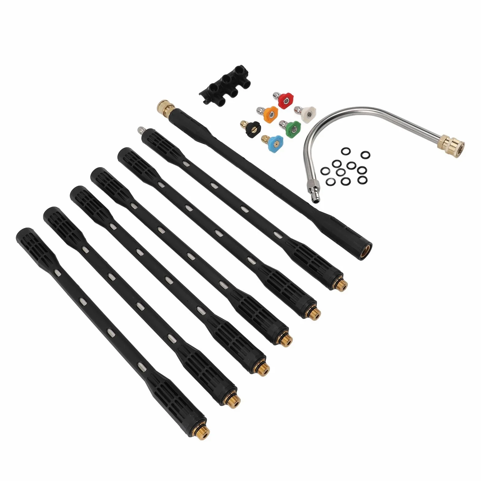 Alargador de limpieza de alta presión de acero inoxidable, longitud ajustable, lanza de lavado eléctrica con ABS negro para lavado de canalones y superficies exteriores