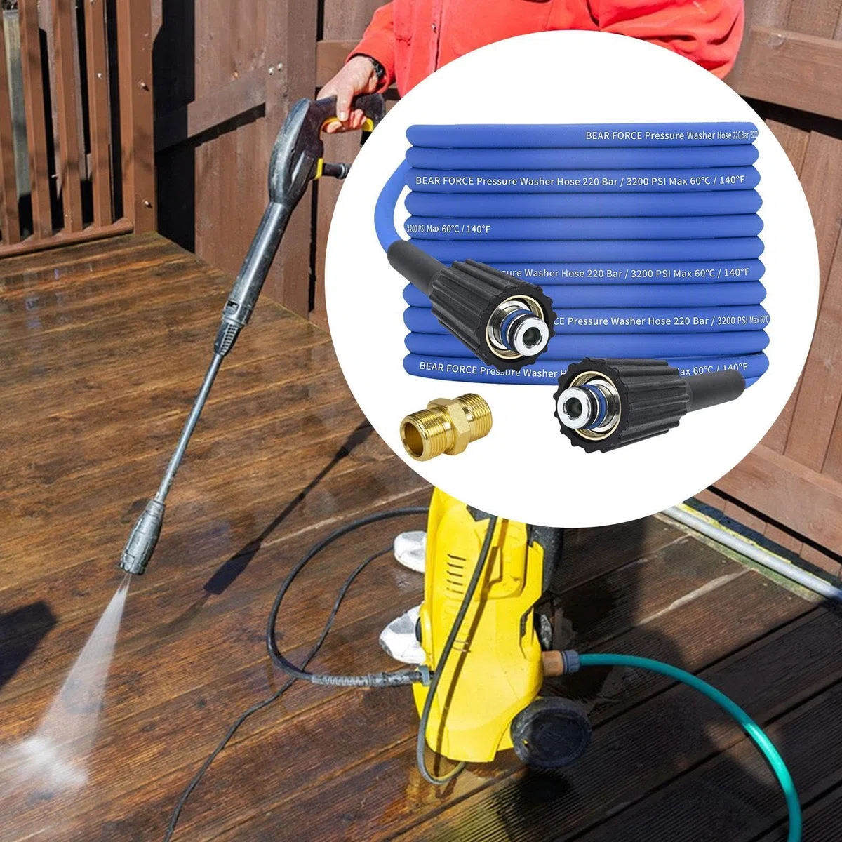 MagiDeal Manguera de extensión Universal para Lavado a Alta presión, Rosca M22, fácil instalación, 3200 PSI, para Uso Profesional en Pisos comerciales, a