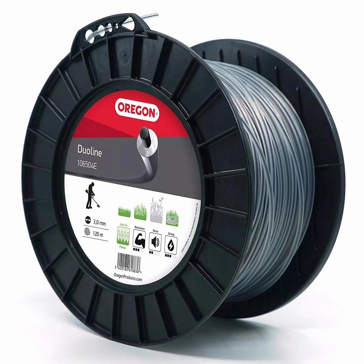 Oregon Hilo Material dual para Desbrozadora 3mm, Hierba, Maleza, Vegetación y más, Hilo de Nylon de Gran Resistencia, Compatible con la Mayoría de Modelos Estándar, 3.0mm x 120m (106504E)