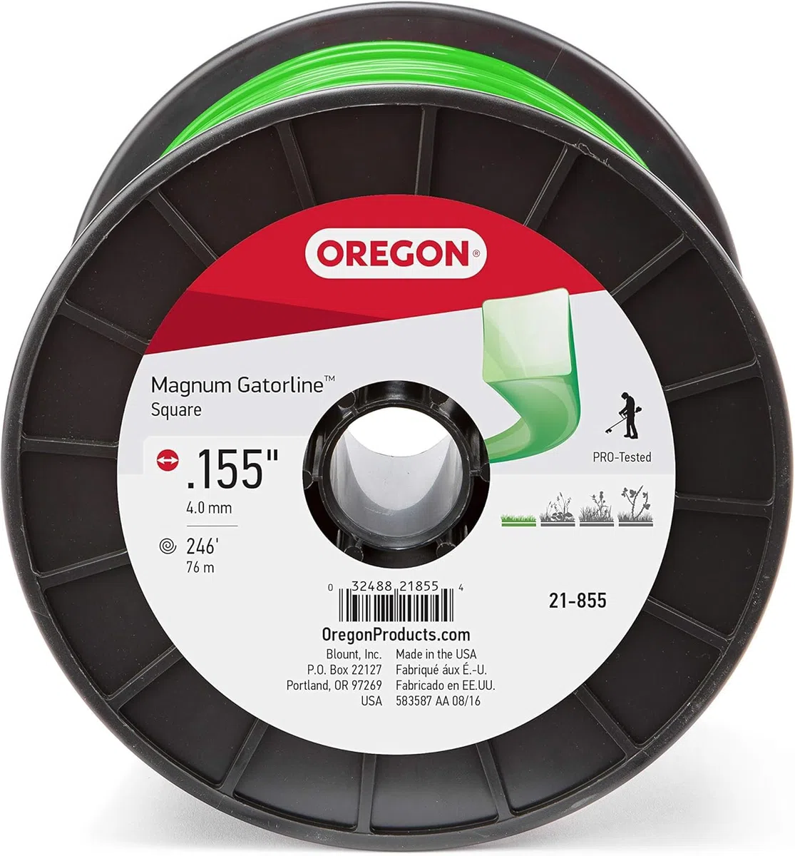 Oregon 21855 Gatorline - Línea Cuadrada para Recortadora de Cuerdas de 0.155 Pulgadas de diámetro, Carrete de 3 Libras