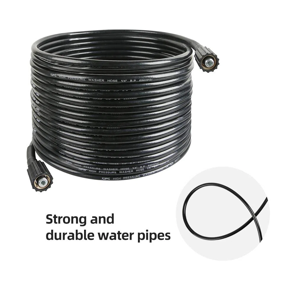 Manguera de lavado a presión de 50 pies x 1/4 pulgadas, manguera de repuesto para la mayoría de marcas, M22 14 mm o M22 15 mm, 3600 PSI
