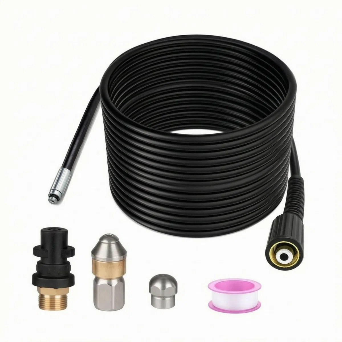 Tubo Alta Presión en Espiral Tubo Presión con Conectores Resistente para Taller, 20 Metros