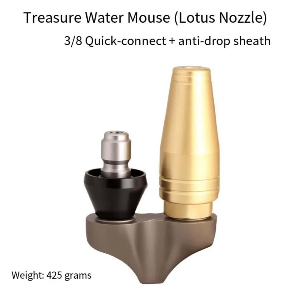 Boquilla de limpieza para desatascadores turbo inverso (3600 PSI) para lavadoras a presión, dispositivos de riego de plantas y sistemas de riego de jardín. (conector de 3/8 pulgadas + funda