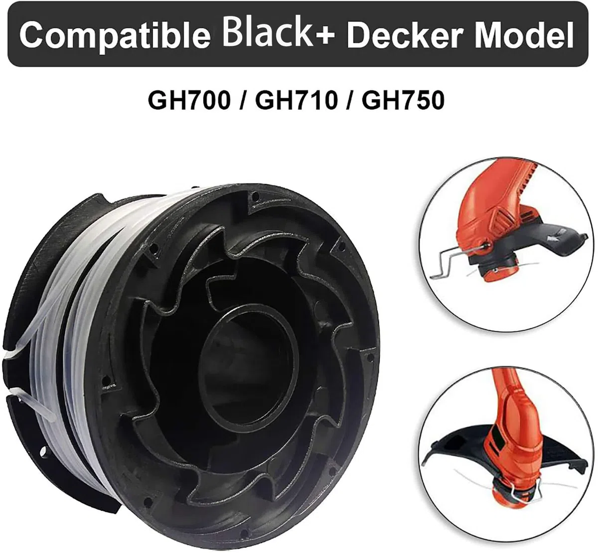 Thten Carretes de recortadora de hilo compatibles con Black and Decker DF-065 GH710 GH700 GH750 RC-065, DF-065-BKP Weed Eater línea de recambio de 36 pies 0.08 pulgadas de alimentación automática de