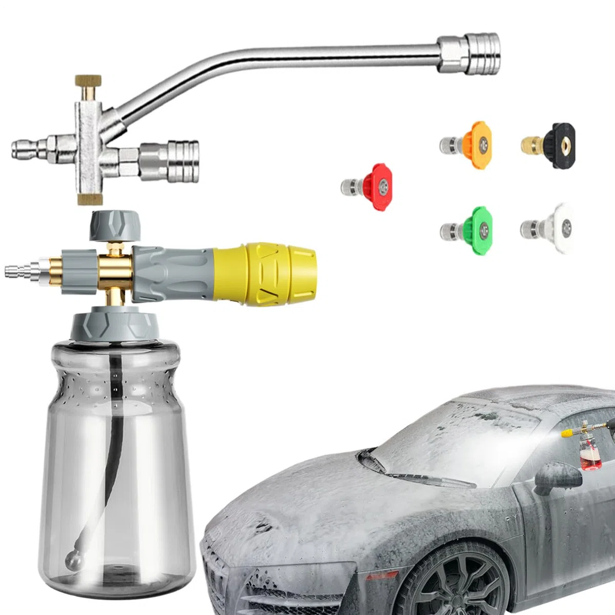 Lanza De Espuma Para Hidrolimpiadora Accesorio Lavado Coches Con Conector | Equipo De Lavado Para Coche Entrada Valla Techo Fachada Exteriores