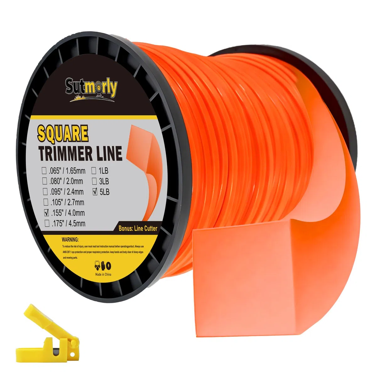Turfson - Cuerda para recortadora de cuerda (0,095 pulgadas por 1765 pies, 5,5 libras, espiral de alta calidad en carrete, cable para recortadora de servicio pesado)