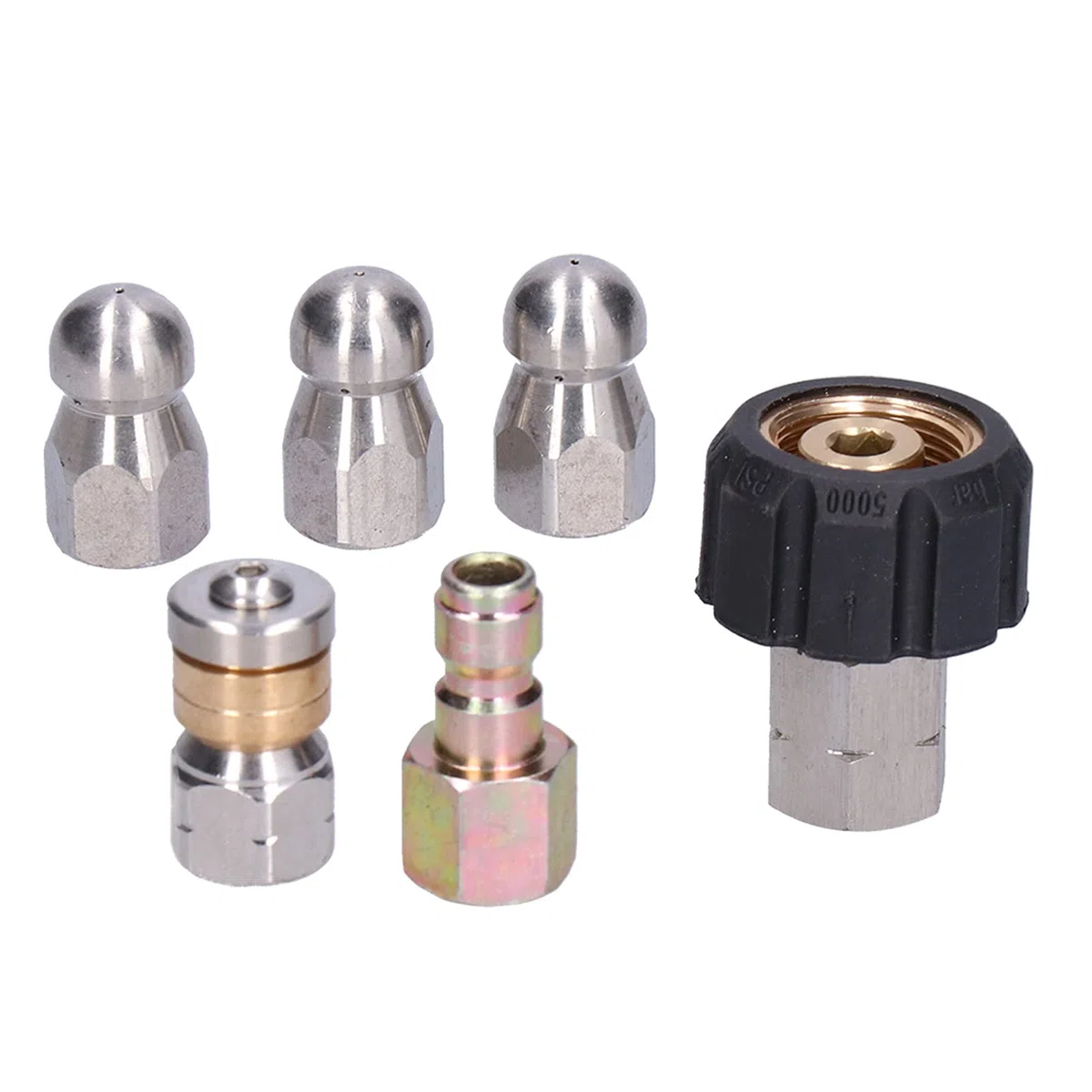 Womamaxsc Kit de Limpieza de desagües con Manguera para hidrolavadora, Manguera de 10 Metros para hidrolavadora con Conector rápido y 3 boquillas, para el Lavado de desagües en Interiores y