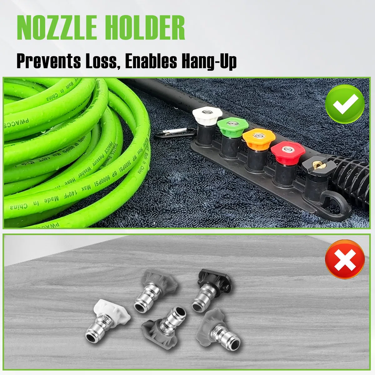 PWACCS Kit de pistola y manguera de lavado a presión, manguera de lavado a presión de 25 pies con lanza, compatible con Ryobi, Green Works & Karcher, 2000 PSI, 5 puntas de boquilla