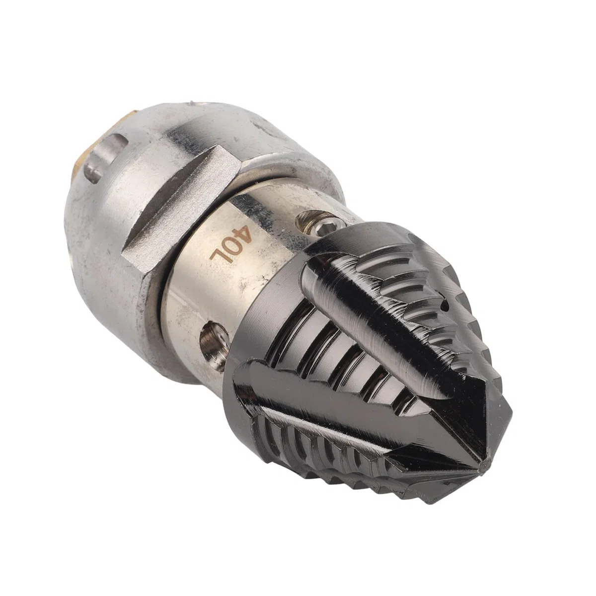 Boquilla giratoria de acero inoxidable de alta presión, limpieza de alcantarillado, 40 lmin, rosca G12, color plateado