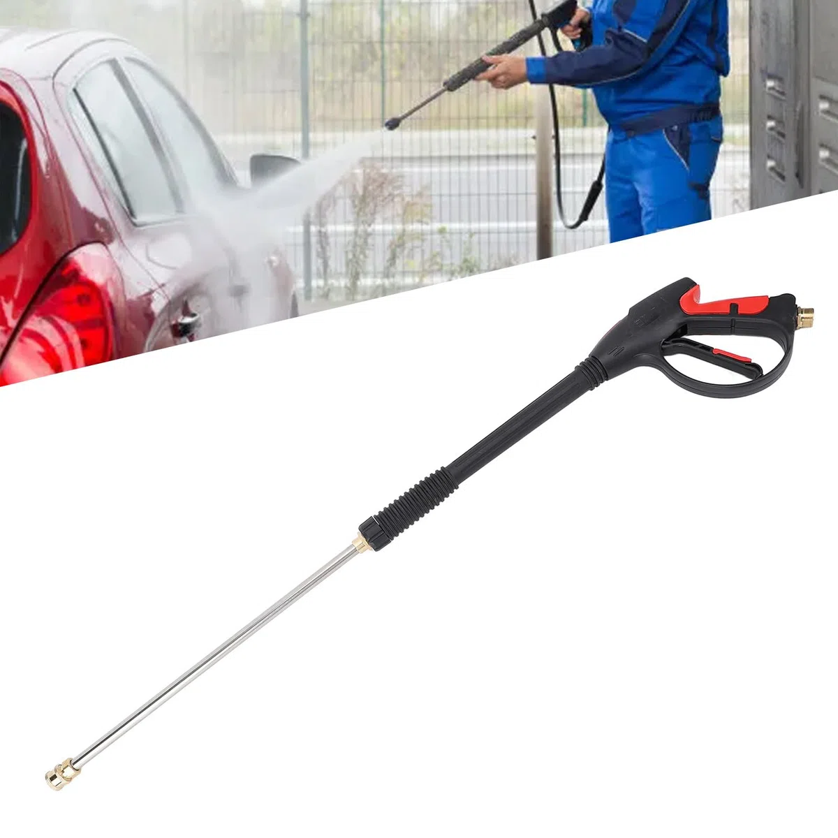 Kit de Varilla de Lavado a Presión, Pulverizador de Alta Presión de 5000 PSI, Accesorios para Lavadora a con Varilla de Extensión, Manguera de 8 M y 5 Boquillas, Ideal para Limpieza de