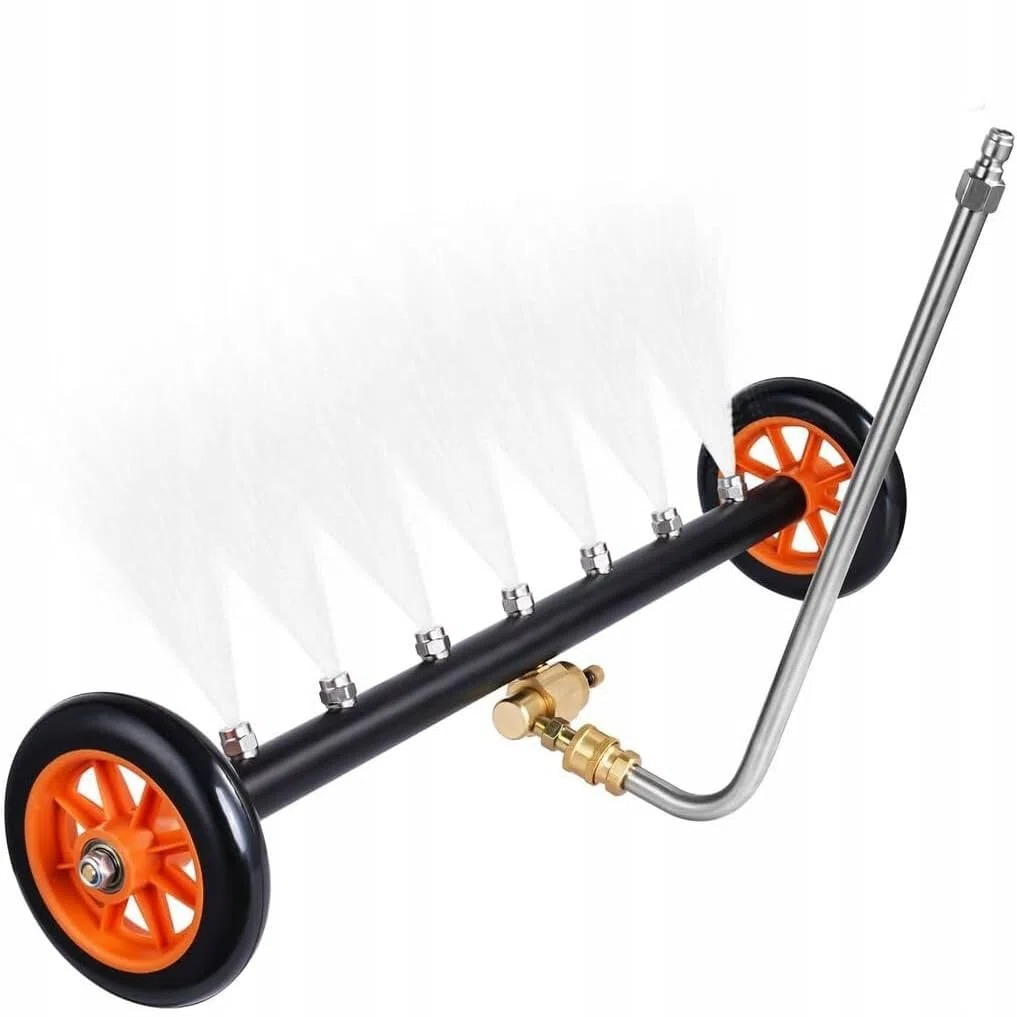 Lanza bajo suelo sobre ruedas – 7 boquillas de acero inoxidable | 1/4" acoplamiento rápido | limpieza de alta presión para coche, patio y pavimento | apto para lavadoras a presión