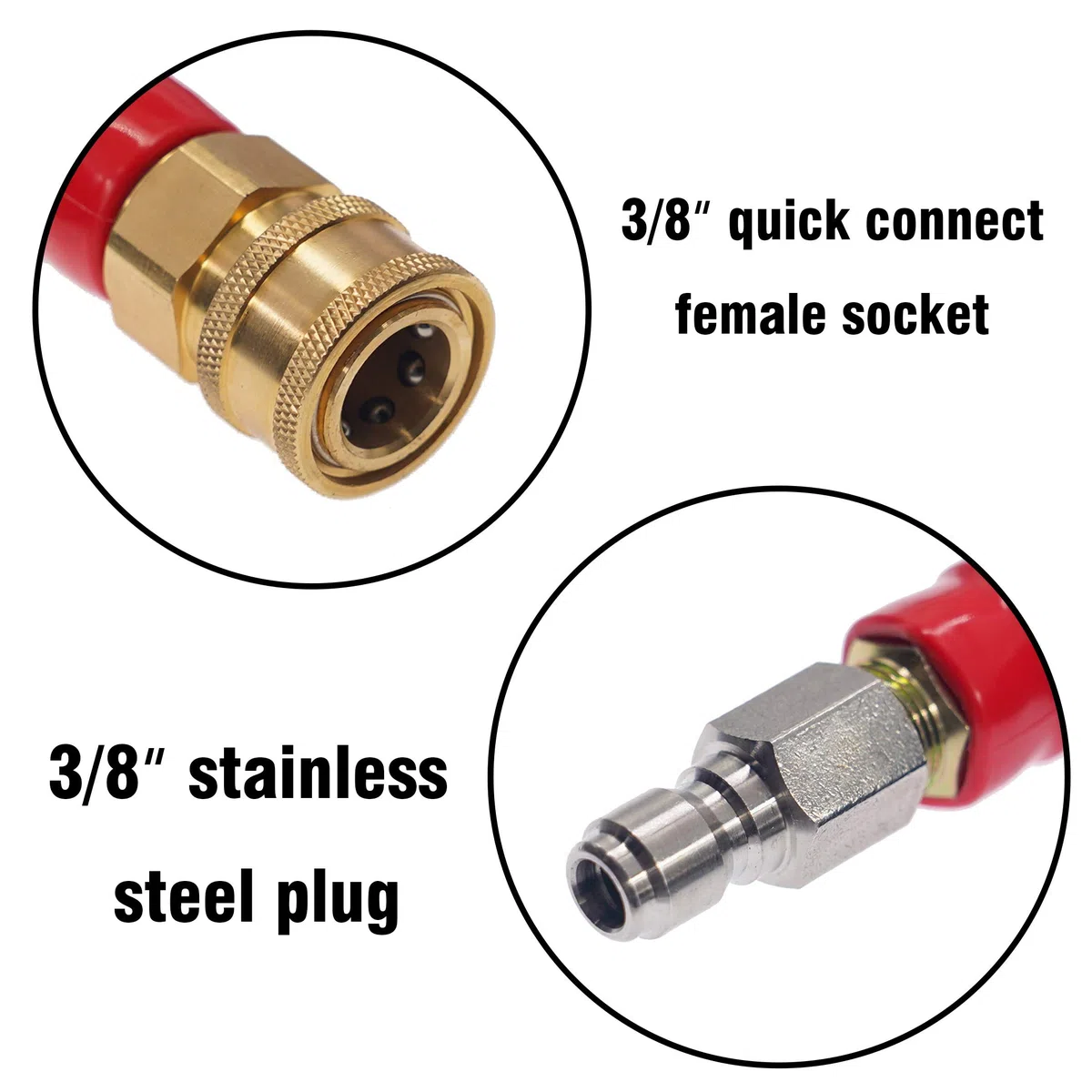Hourleey Manguera de lavado a presión de 50 pies con conexión rápida de 3/8 pulgadas, manguera de lavadora eléctrica de alambre de alta resistencia, 4000 PSI