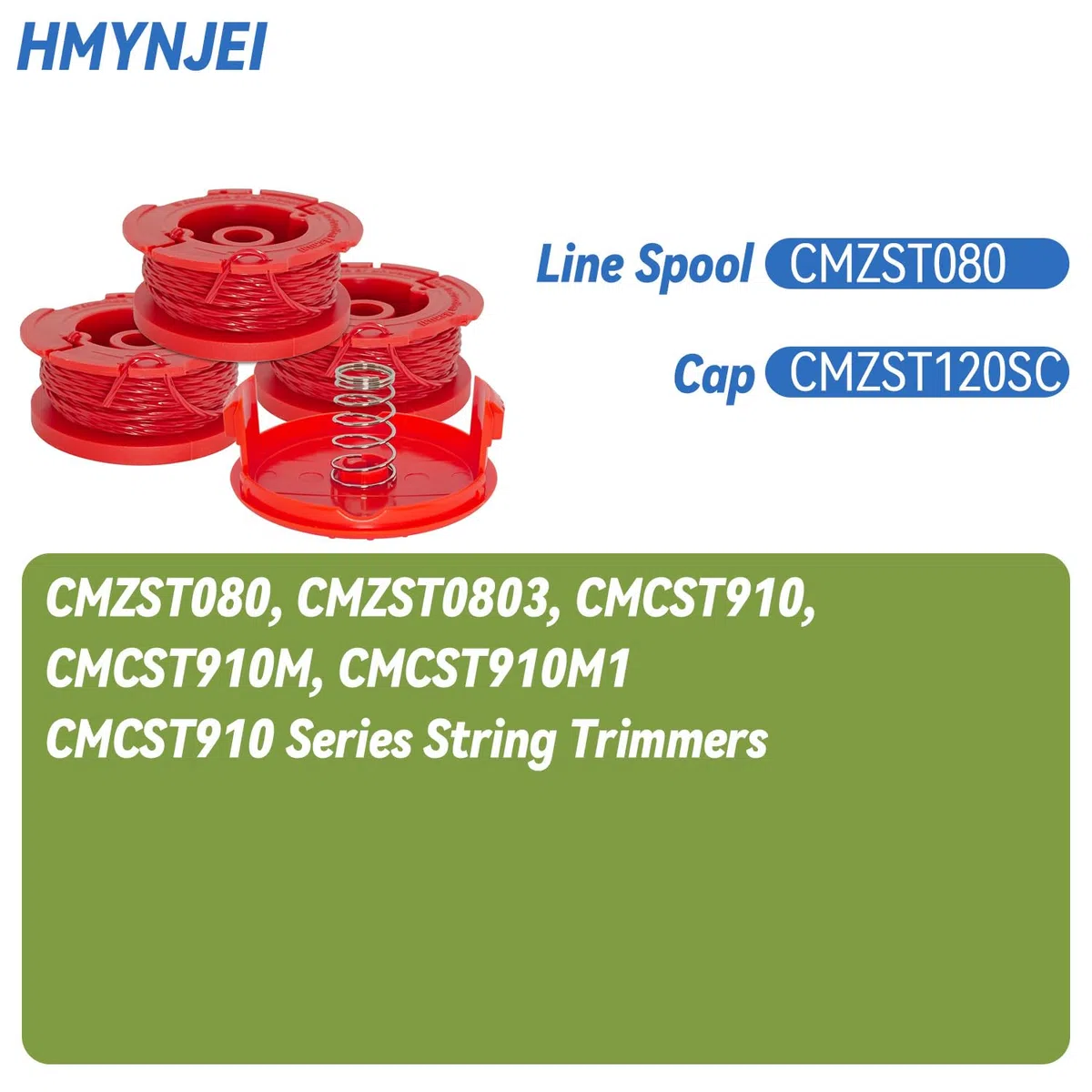 CMZST080 CMZST0803 - Bobina de línea de recortadora de cuerdas con cubierta CMZST120SC para recortadora de cuerdas CMZST080 y CMCST910, línea de carretes de recortadora de cuerdas, piezas de carrete