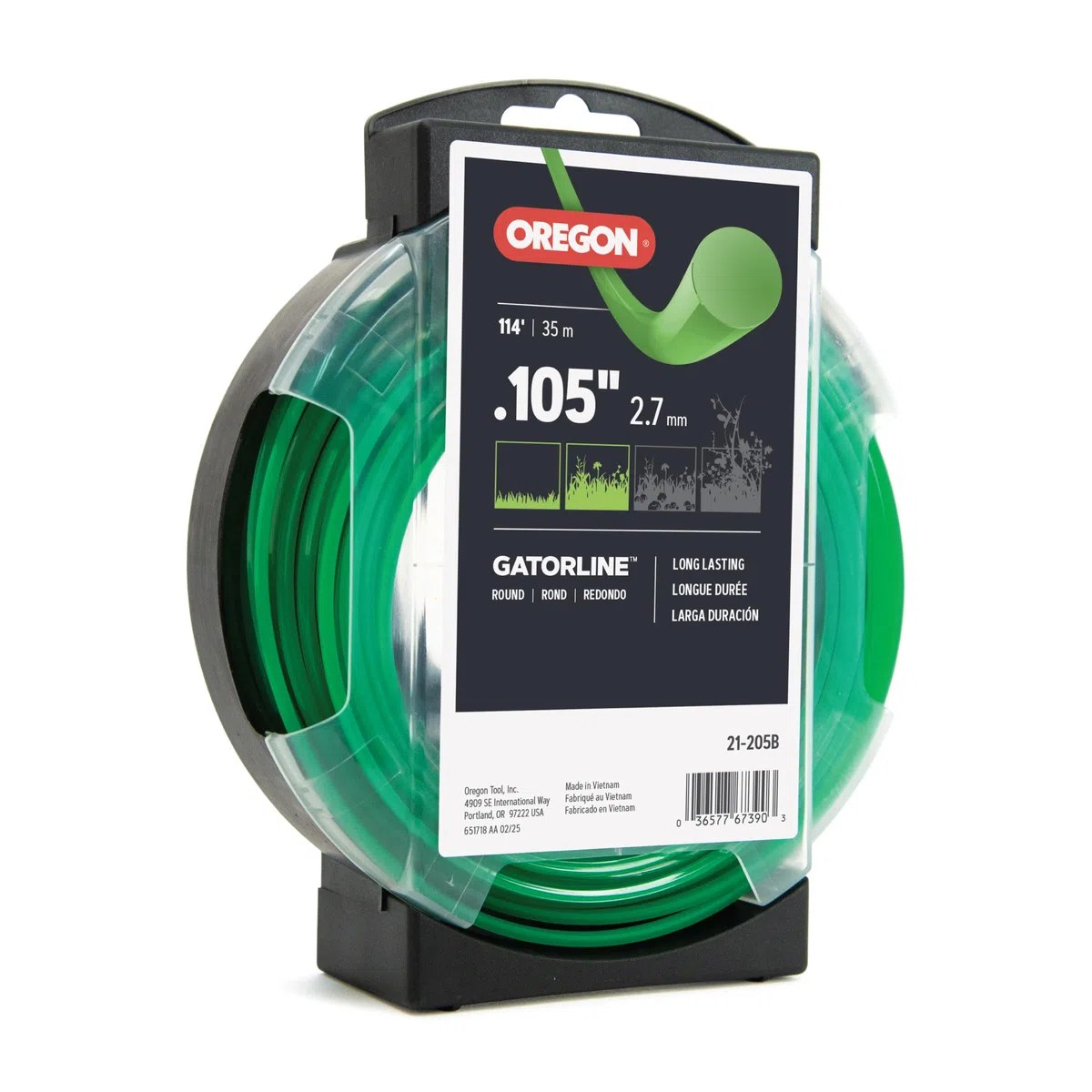 Oregon 21-205 Gatorline Bobina de 1/2 Libra de línea de Recortadora de Cuerda Redonda de 0.105 Pulgadas por 114 pies