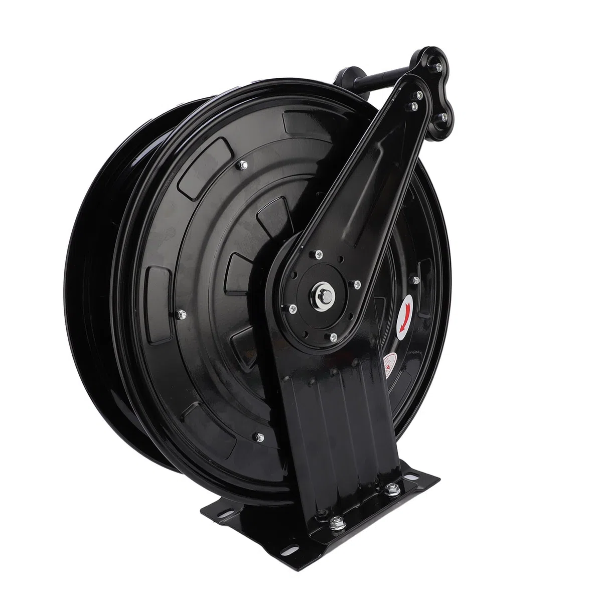 Carrete de Manguera para Lavadora a Presión, 2 Brazos, 3/8 Pulgadas X 49,21 Pies, Retráctil, Rebobinado Automático, Carrete de Manguera de Lavado a Presión de Acero Resistente