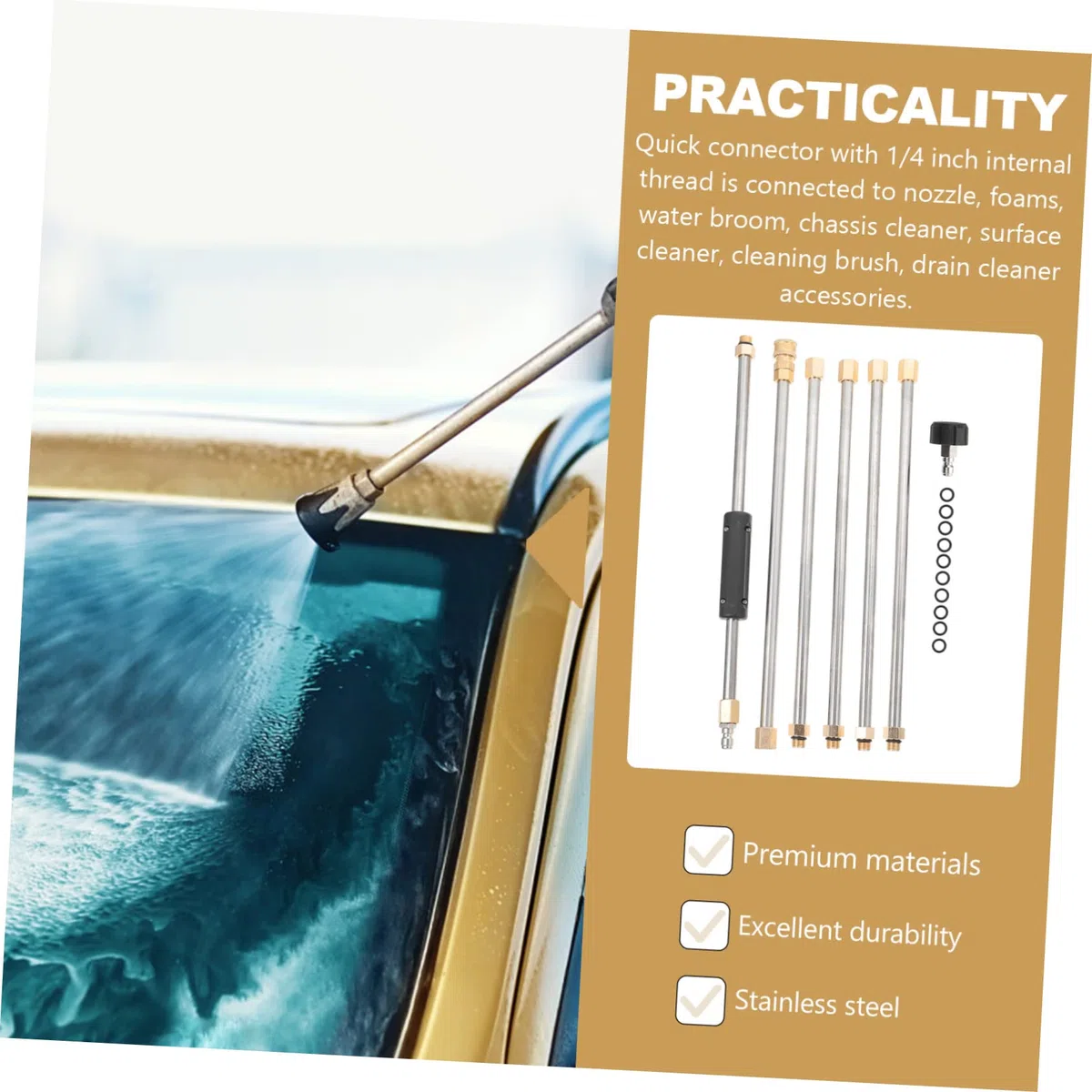 Toyvian Varilla de Extensión para Limpiadora de Alta Presión Herramienta de Limpieza de Automóviles 6 Piezas Incluye Boquillas Instalación