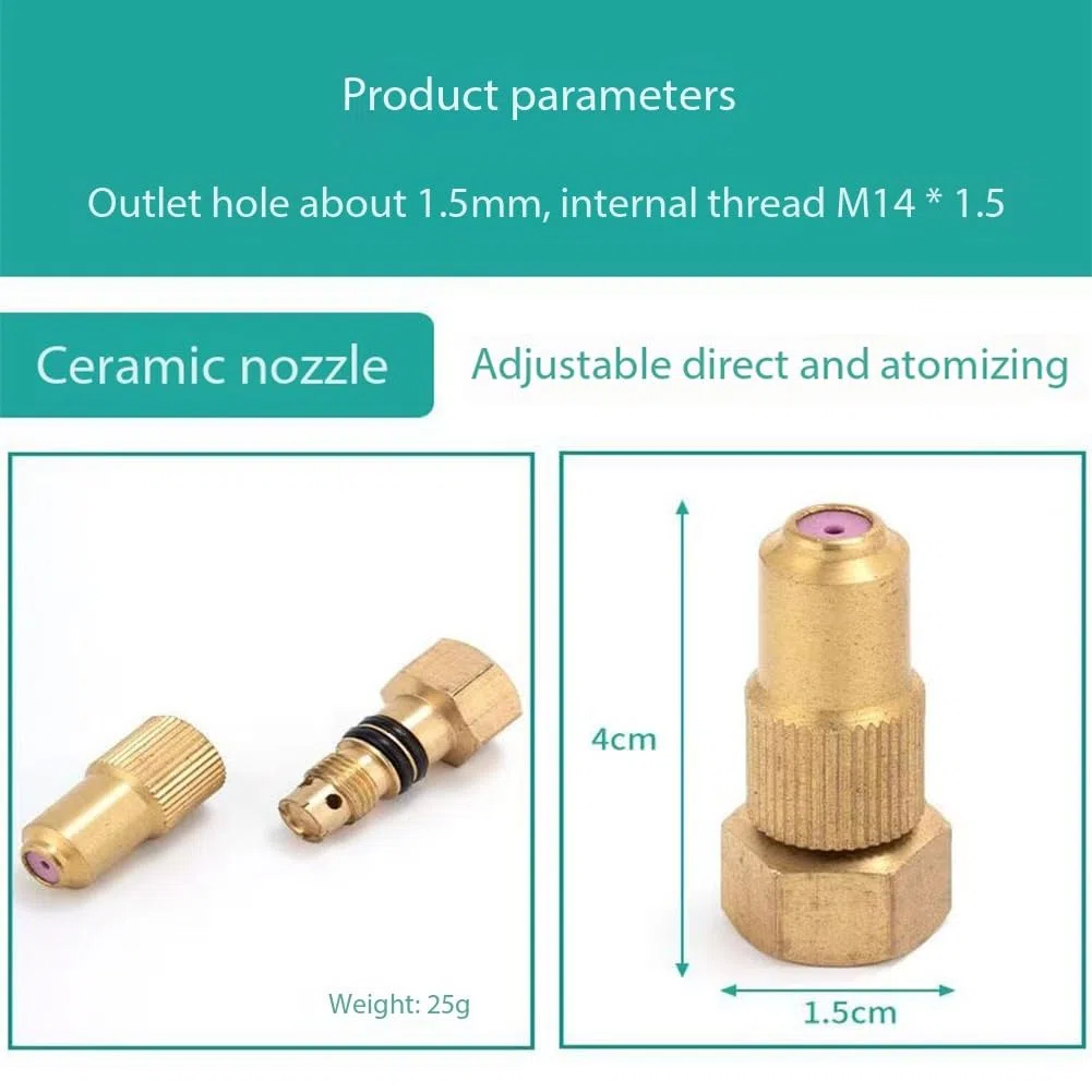 Puntas para hidrolimpiadoras, Puntas de boquilla pulverización ajustable latón 1,5mm M14x1, con junta tórica arandela 2-10 Uds(Brass Ceramic Spray Disc,10pc)
